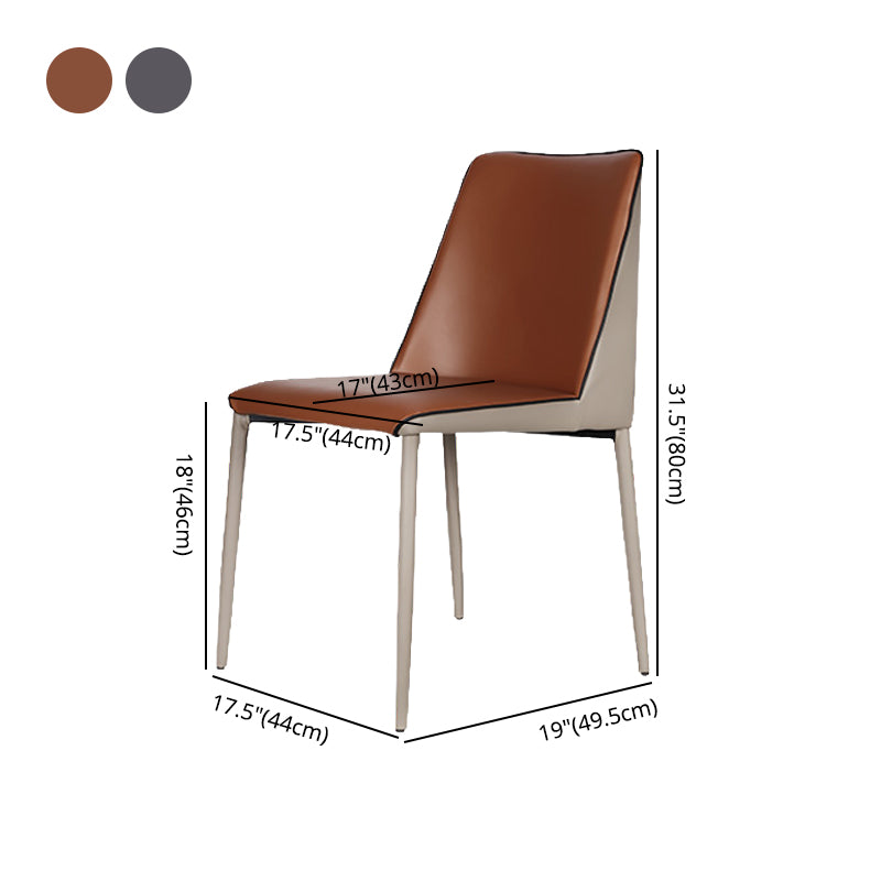 Sillas sin brazos con respaldo sólido contemporáneo, sillas de comedor de cuero para cocina