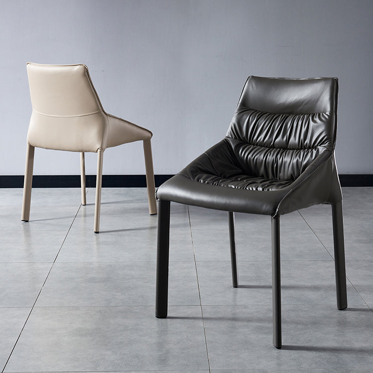Sillas laterales de comedor de cuero contemporáneo, silla con respaldo sólido para uso doméstico
