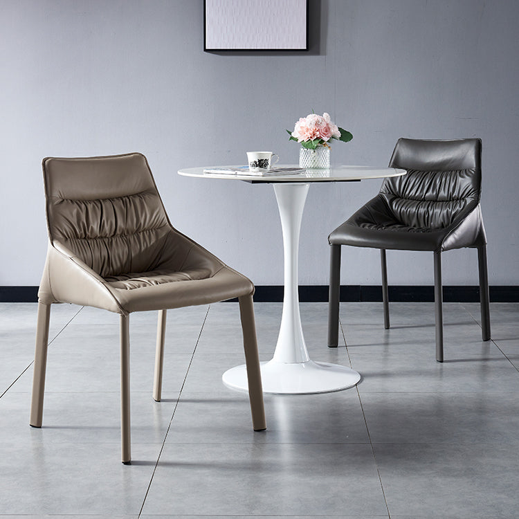 Sillas laterales de comedor de cuero contemporáneo, silla con respaldo sólido para uso doméstico