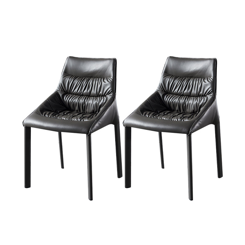 Chaises latérales de salle à manger en cuir contemporaines, chaise à dossier solide avec bras pour usage domestique