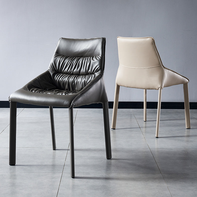 Sillas laterales de comedor de cuero contemporáneo, silla con respaldo sólido para uso doméstico