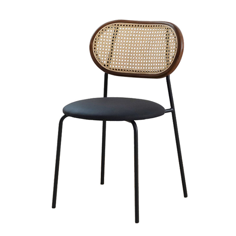 Sillas de comedor de estilo moderno, silla con respaldo abierto lateral sin brazos y patas de metal para cocina