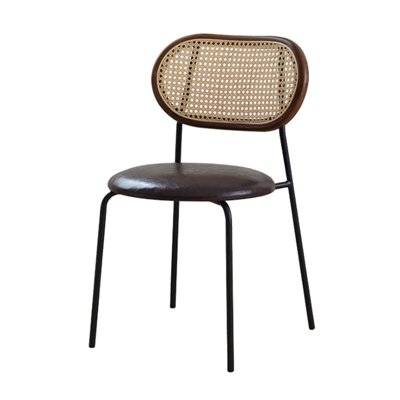 Sillas de comedor de estilo moderno, silla con respaldo abierto lateral sin brazos y patas de metal para cocina