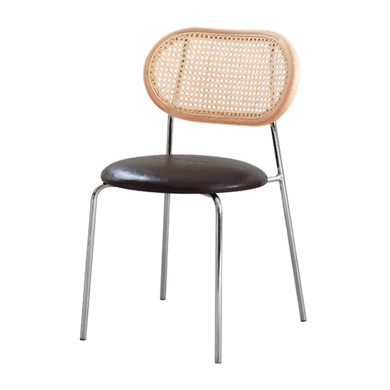 Modern Style Dining Chairs Armless Side Open Back Chair with Metal Legs for Kitchen