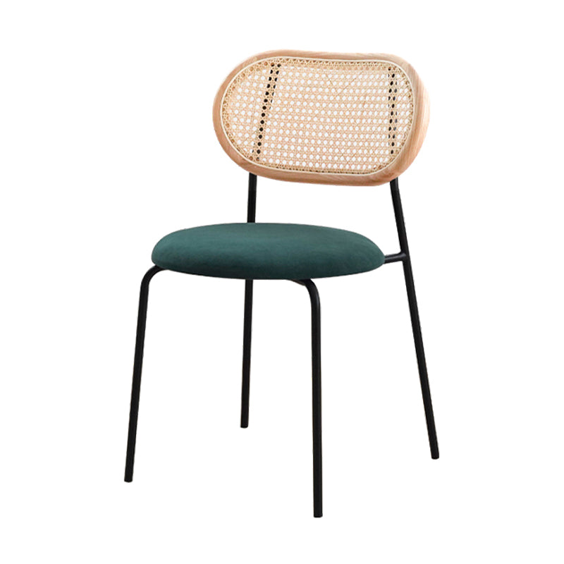 Sillas de comedor de estilo moderno, silla con respaldo abierto lateral sin brazos y patas de metal para cocina