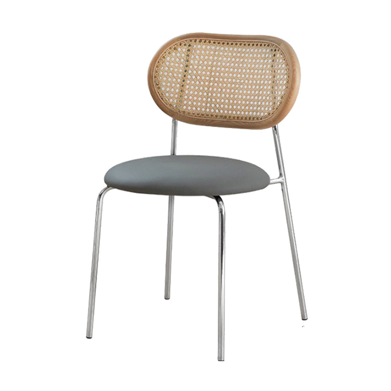Sillas de comedor de estilo moderno, silla con respaldo abierto lateral sin brazos y patas de metal para cocina