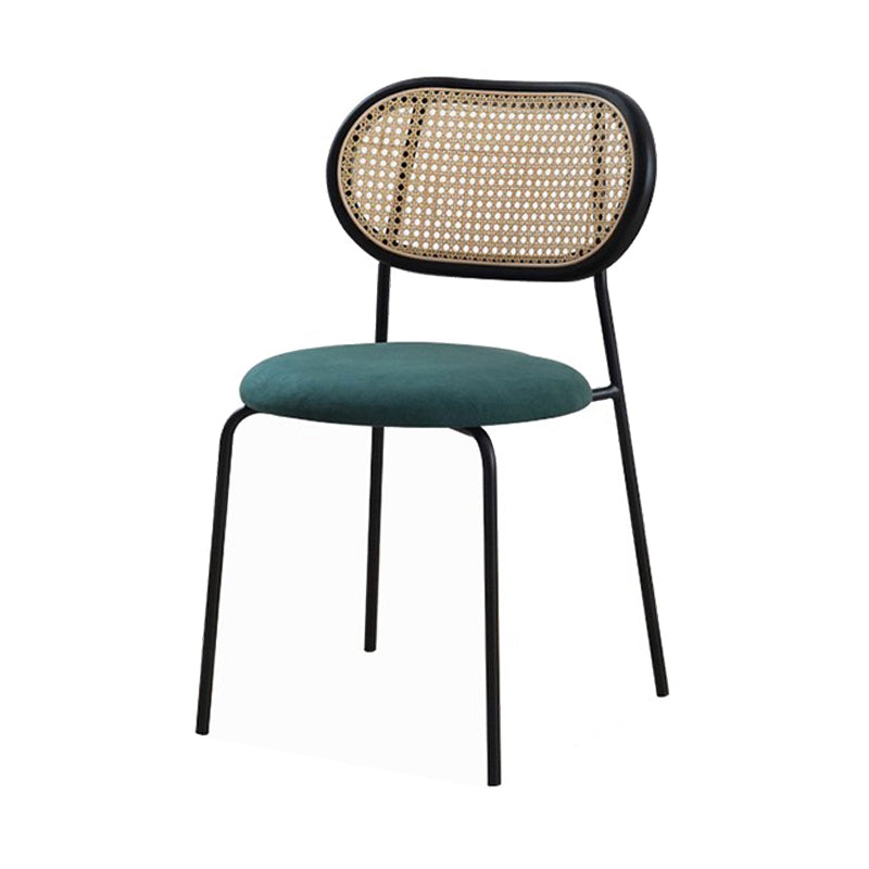 Sillas de comedor de estilo moderno, silla con respaldo abierto lateral sin brazos y patas de metal para cocina