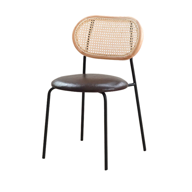 Sillas de comedor de estilo moderno, silla con respaldo abierto lateral sin brazos y patas de metal para cocina