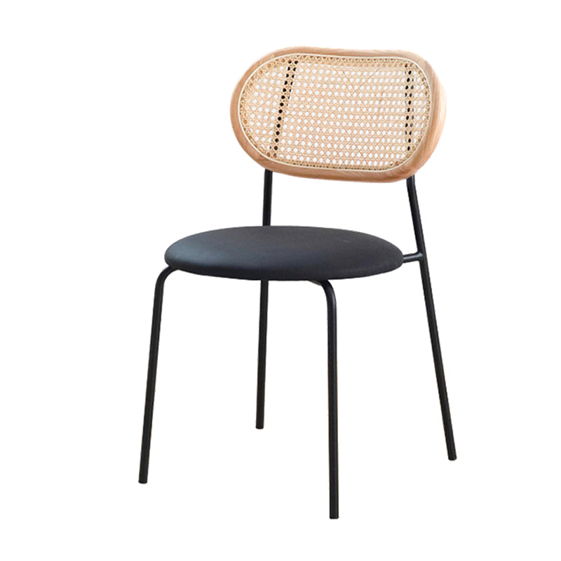 Sillas de comedor de estilo moderno, silla con respaldo abierto lateral sin brazos y patas de metal para cocina