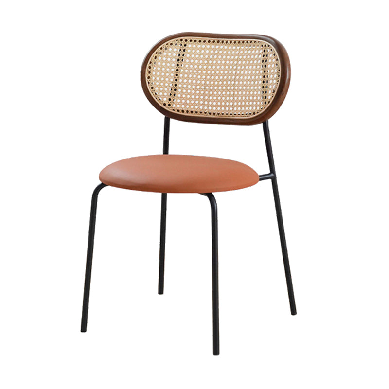 Sillas de comedor de estilo moderno, silla con respaldo abierto lateral sin brazos y patas de metal para cocina