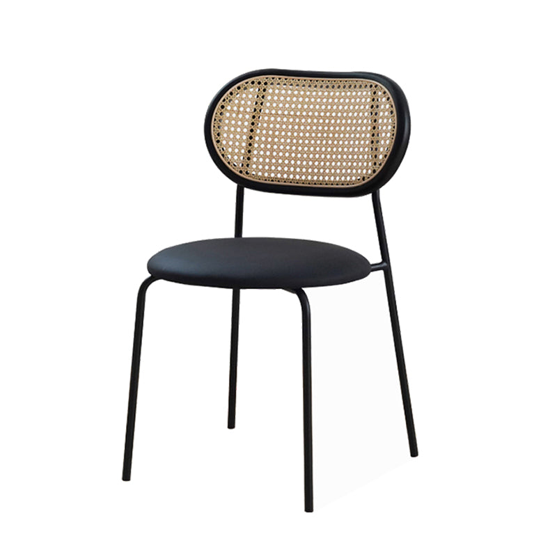 Sillas de comedor de estilo moderno, silla con respaldo abierto lateral sin brazos y patas de metal para cocina