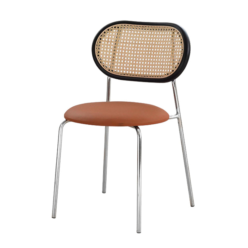 Sillas de comedor de estilo moderno, silla con respaldo abierto lateral sin brazos y patas de metal para cocina