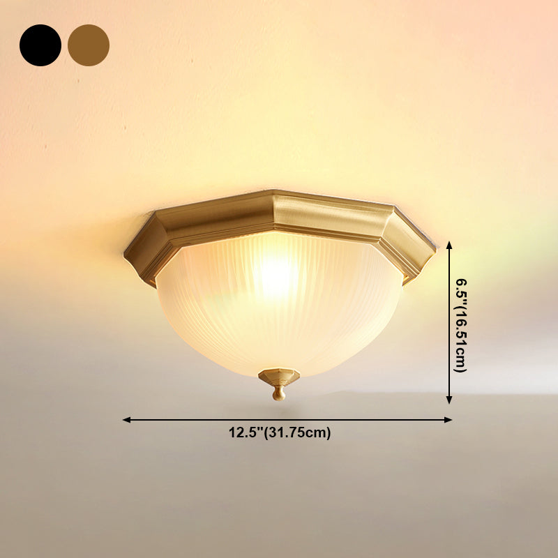 Glass Flush Mount Ceiling Light Brass Ceiling Lighting in Gold for Living Room Dining Room