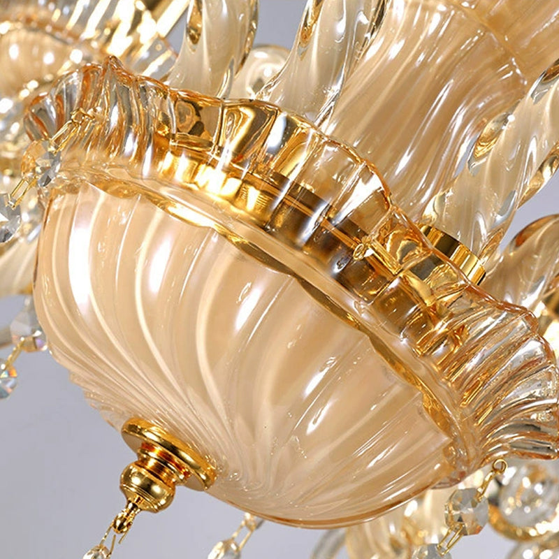 Sitting Room Candle Crystal Chandelier European Style Multi Head Chandelier Light Fixtures