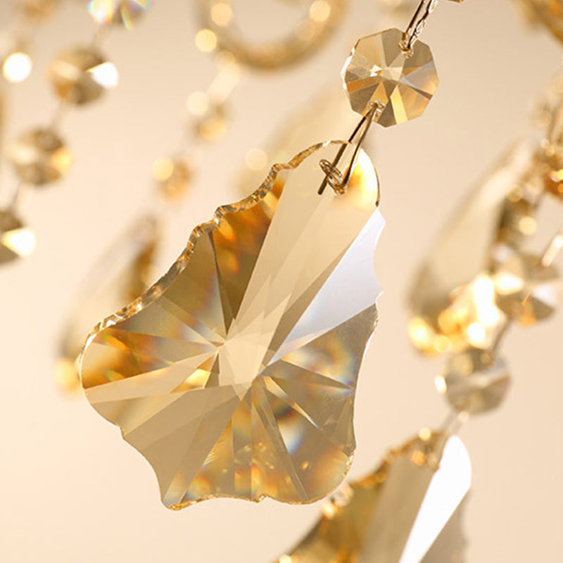 European Style Chandelier Light Gold Crystal Multi Head Pendant Light for Living Room