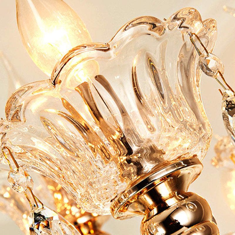 Candle Crystal Hanging Light European Style Chandelier Lighting Fixture for Living Room