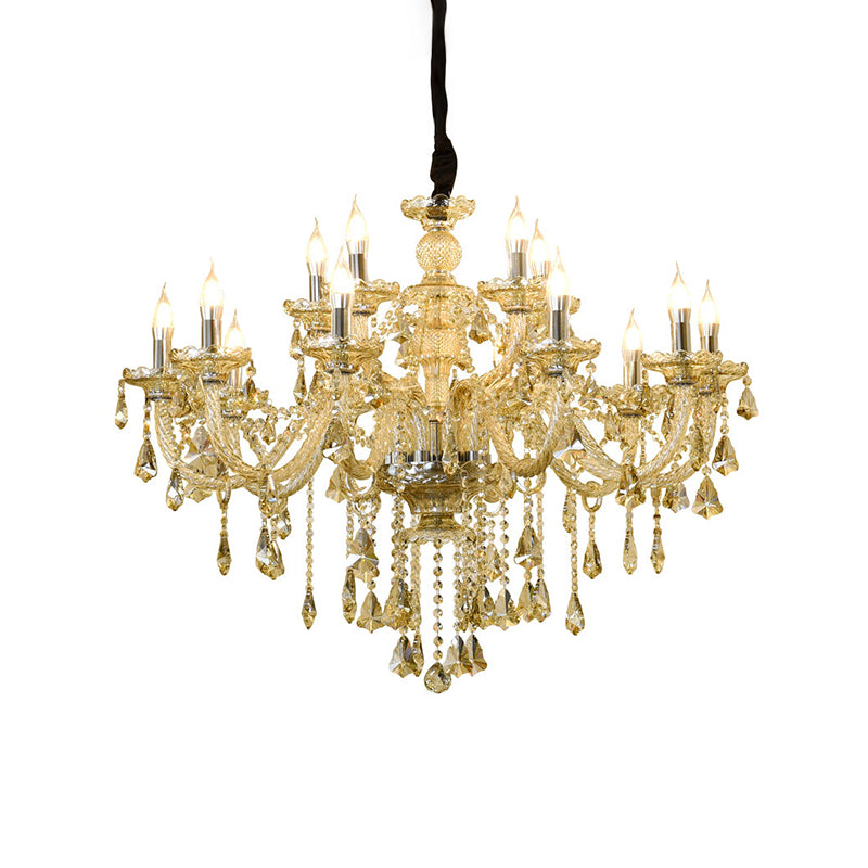 European Style Chandelier Light Crystal Multi Bulb Pendant Light for Sitting Room