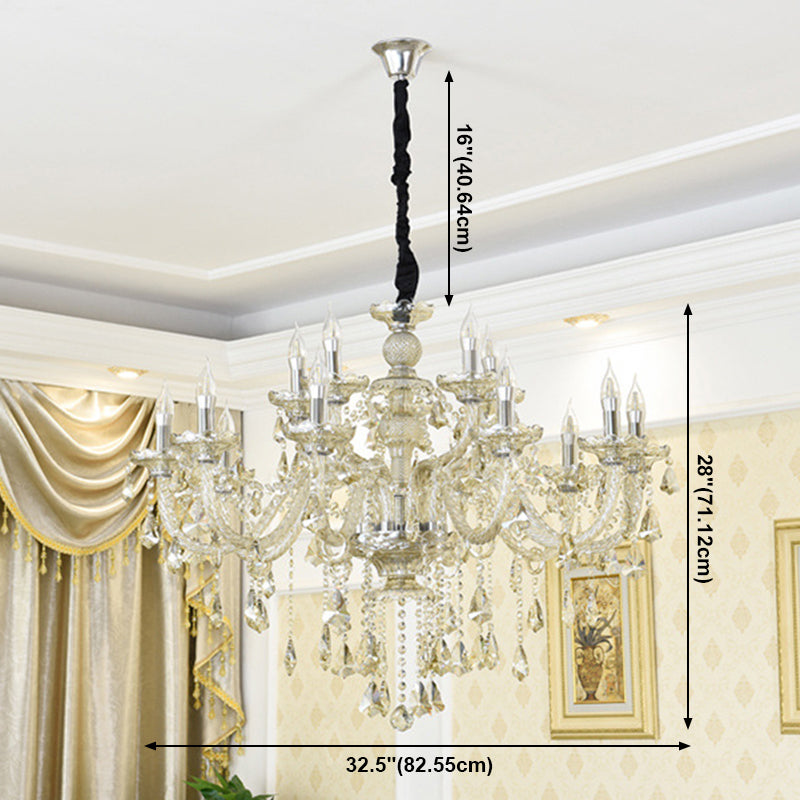 Lustre de style européen Light Crystal Multi-Bulbe Pendant Light pour le salon