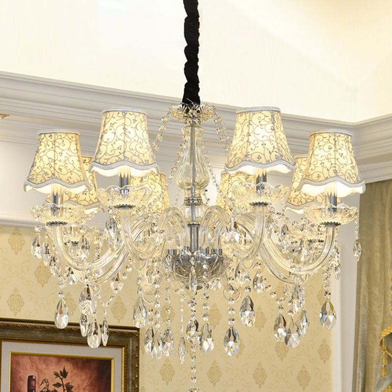 Candle Crystal Pendant Light European Style Chandelier Lighting Fixtures for Living Room