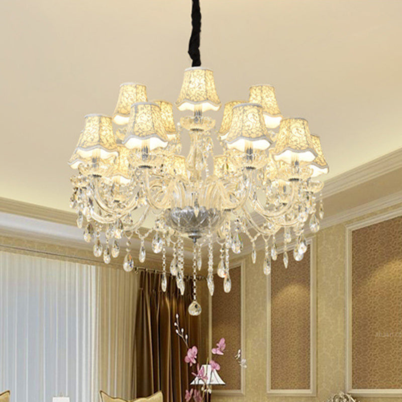 Candle Crystal Pendant Light European Style Chandelier Lighting Fixtures for Living Room