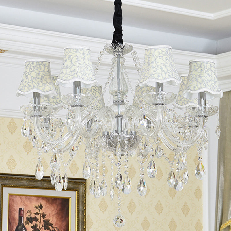 Candle Crystal Pendant Light European Style Chandelier Lighting Fixtures for Living Room