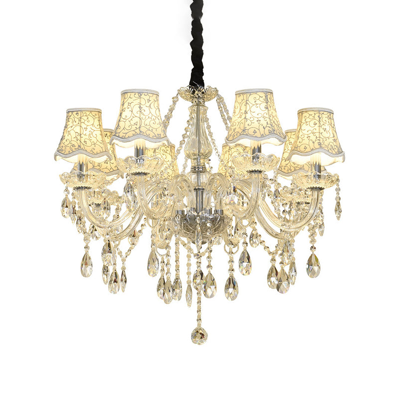 Candle Crystal Pendant Light European Style Chandelier Lighting Fixtures for Living Room