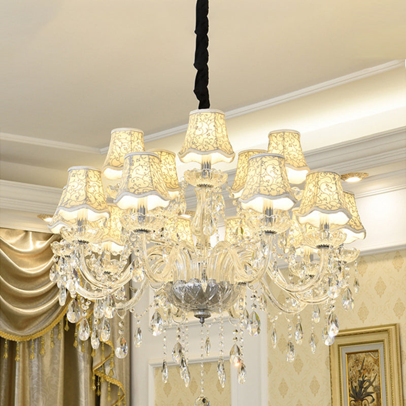 Candle Crystal Pendant Light European Style Chandelier Lighting Fixtures for Living Room