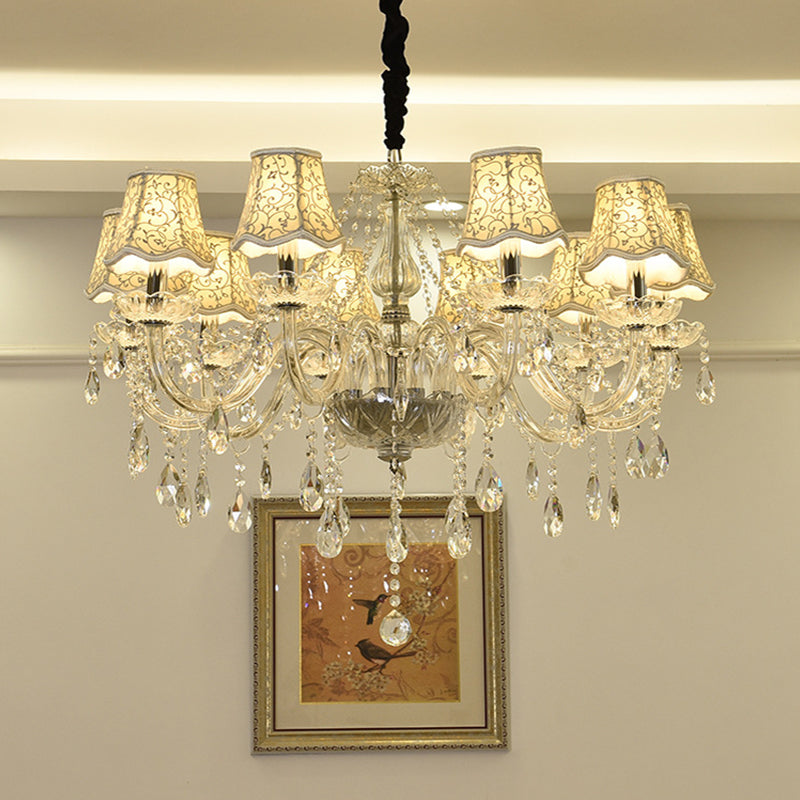 Candle Crystal Pendant Light European Style Chandelier Lighting Fixtures for Living Room