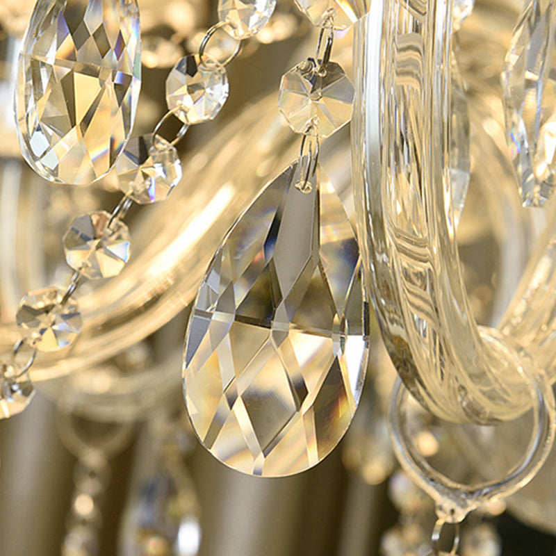 Candle Crystal Pendant Light European Style Chandelier Lighting Fixtures for Living Room