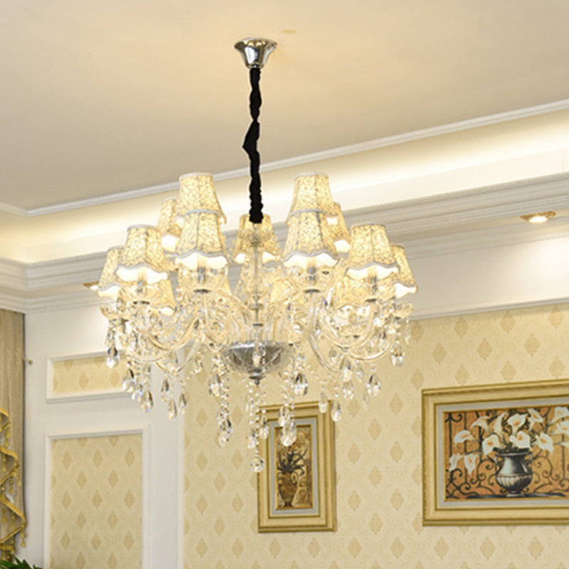 Candle Crystal Pendant Light European Style Chandelier Lighting Fixtures for Living Room