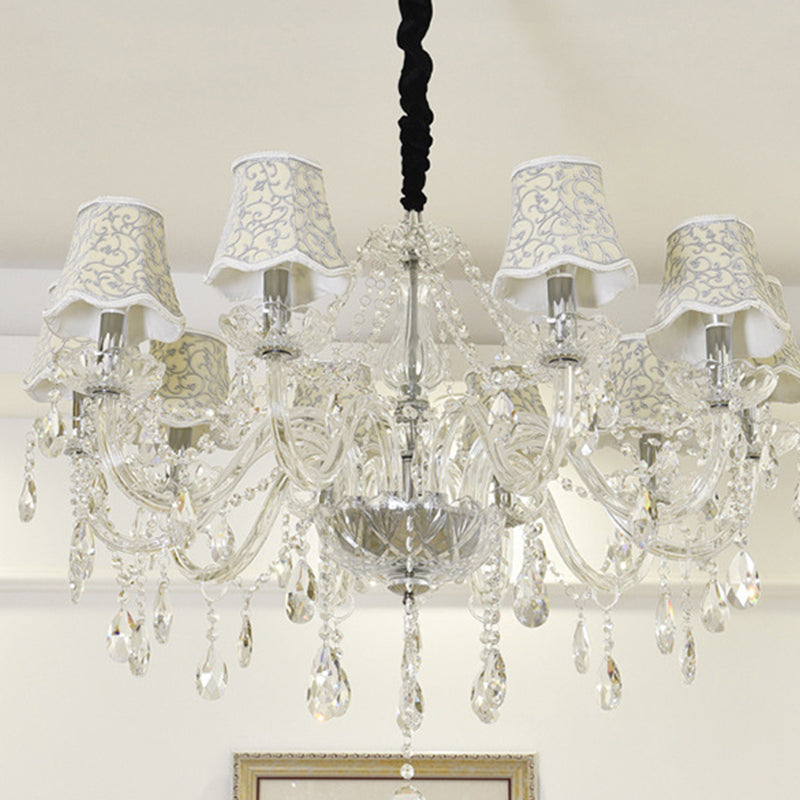 Candle Crystal Pendant Light European Style Chandelier Lighting Fixtures for Living Room