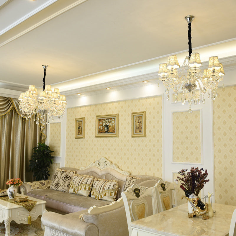 Candle Crystal Pendant Light European Style Chandelier Lighting Fixtures for Living Room
