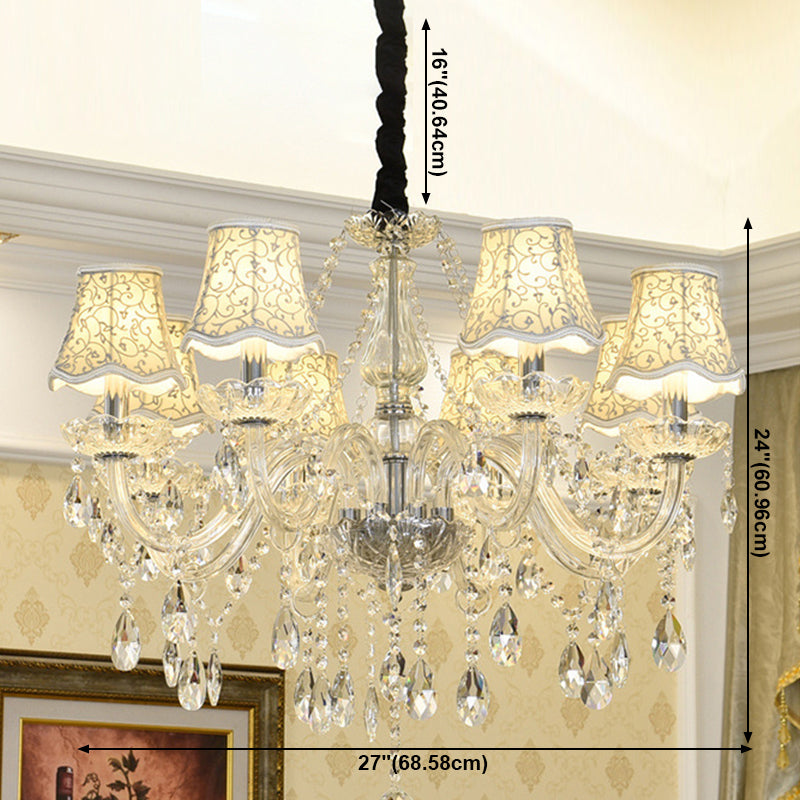 Candle Crystal Pendant Light European Style Chandelier Lighting Fixtures for Living Room