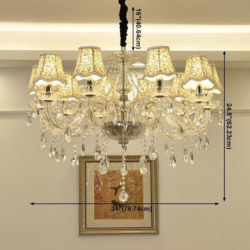 Candle Crystal Pendant Light European Style Chandelier Lighting Fixtures for Living Room