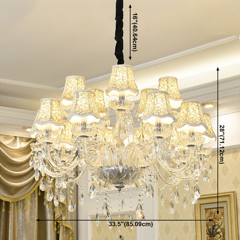 Candle Crystal Pendant Light European Style Chandelier Lighting Fixtures for Living Room