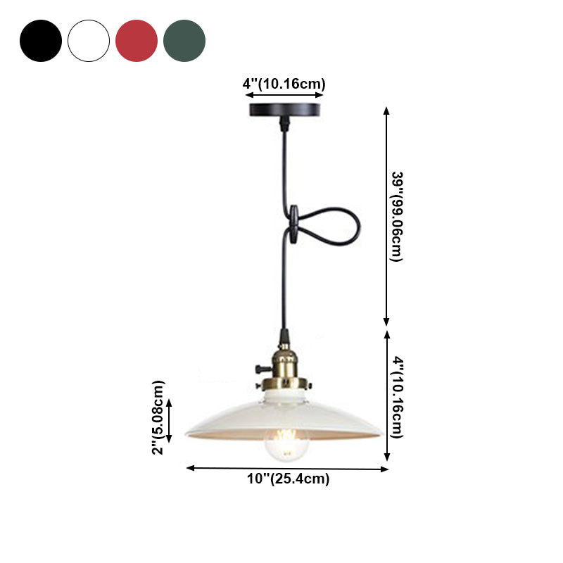 Loft Style Pendant Light Fixture 1-Light Metal Suspension Lamp with Rotary Switch