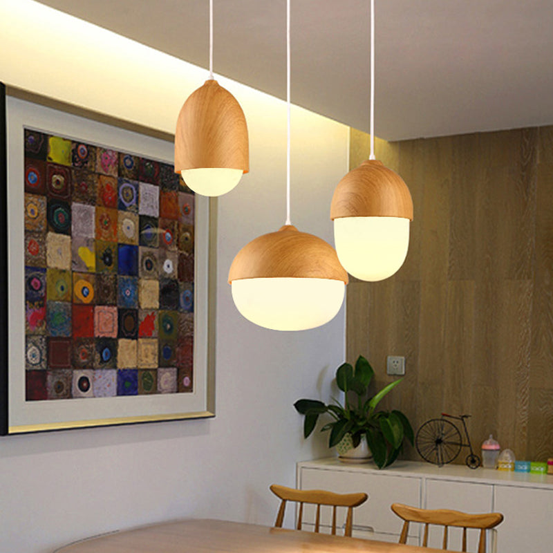 LAMPE DE TRAPLE DE FINE DE BOIS NORDIQUE 1-LIGHT BLANC SUSPENSION SUSPENSION POUR CAFE