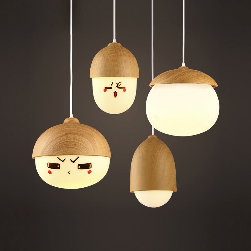LAMPE DE TRAPLE DE FINE DE BOIS NORDIQUE 1-LIGHT BLANC SUSPENSION SUSPENSION POUR CAFE