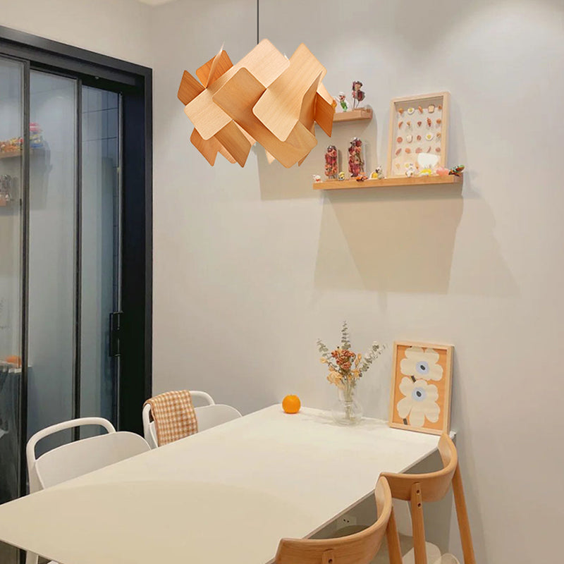Forme de géométrie Lampe suspendue en faux bois 1