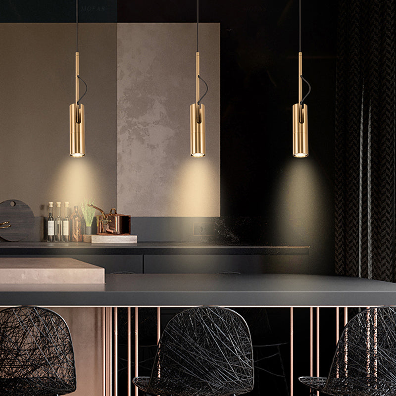 Postmoderne Light-Luxury suspendu lampe à pêche cylindrique en métal