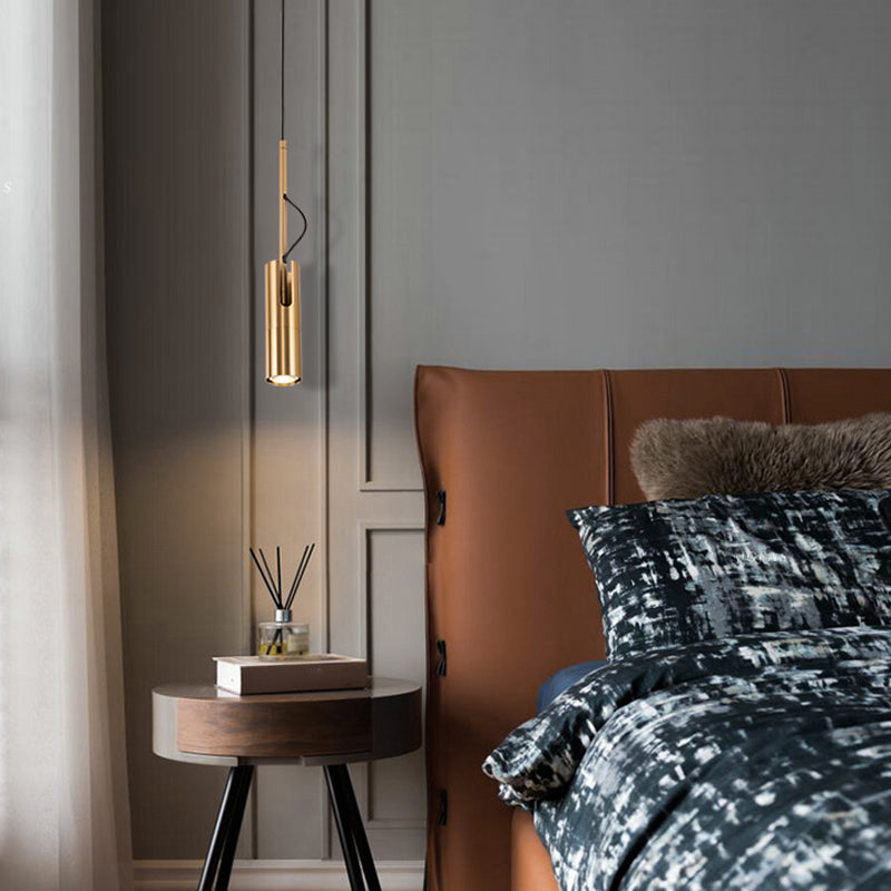 Postmoderne Light-Luxury suspendu lampe à pêche cylindrique en métal