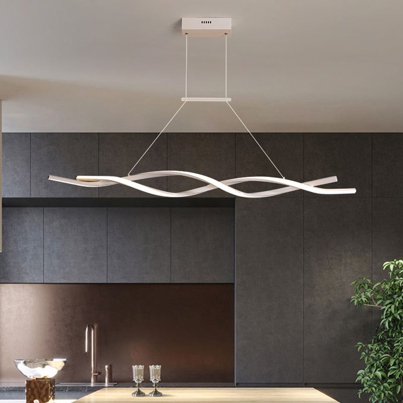 Lustre de l'île Curve Modern Island 2 têtes Restruction LED Pending Lighting