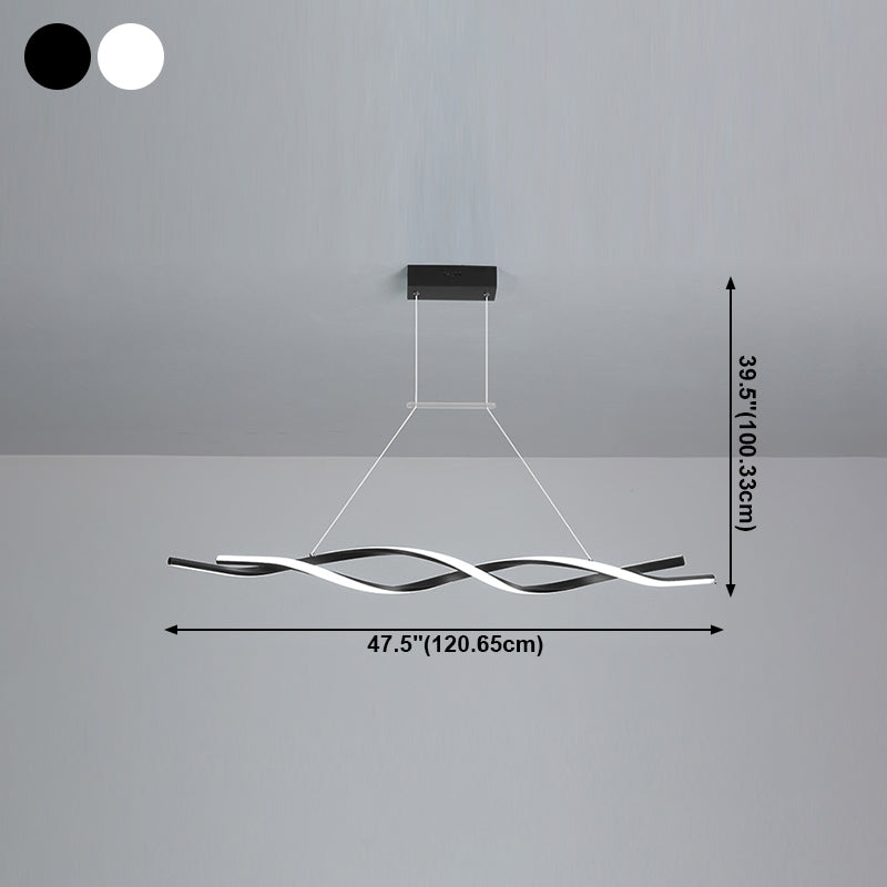 Lustre de l'île Curve Modern Island 2 têtes Restruction LED Pending Lighting