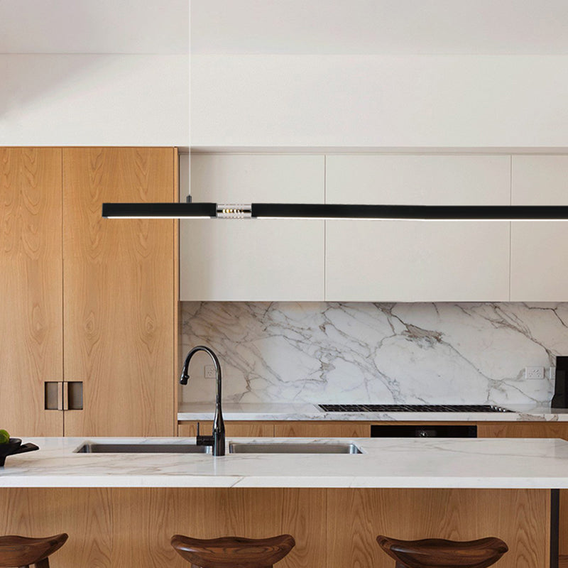 Moderne Rechteckinselinsel Kronleuchter 1-Licht-LED-Anhänger Beleuchtungskörper mit Kristall