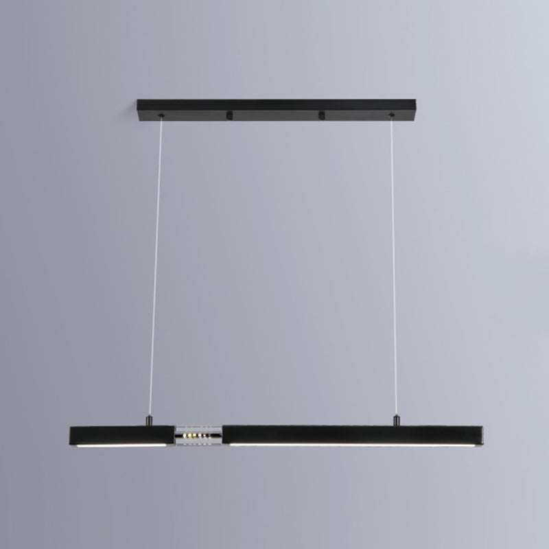 Moderne Rechteckinselinsel Kronleuchter 1-Licht-LED-Anhänger Beleuchtungskörper mit Kristall