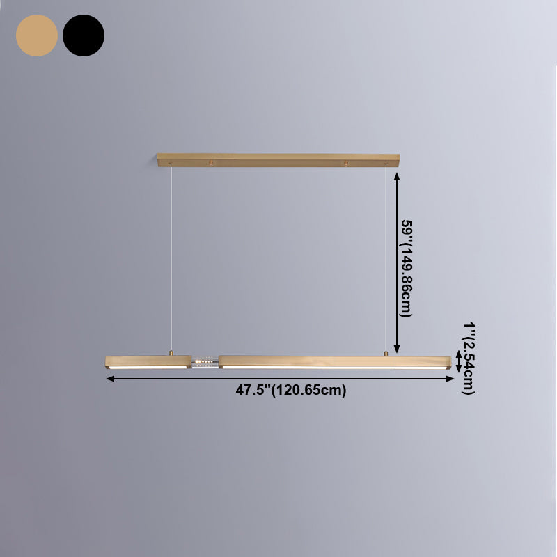 Moderne Rechteckinselinsel Kronleuchter 1-Licht-LED-Anhänger Beleuchtungskörper mit Kristall