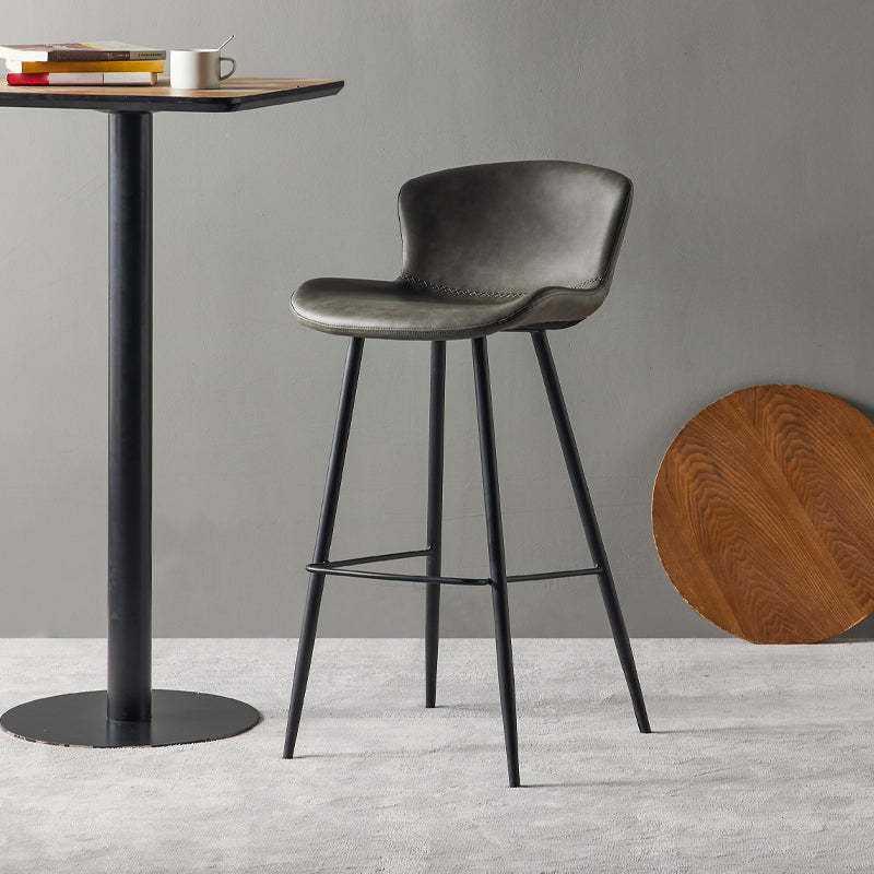 Taburete de bar de estilo moderno, taburetes de bar con base metálica y asiento de piel sintética para cocina