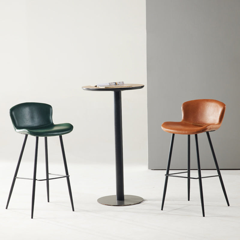 Taburete de bar de estilo moderno, taburetes de bar con base metálica y asiento de piel sintética para cocina