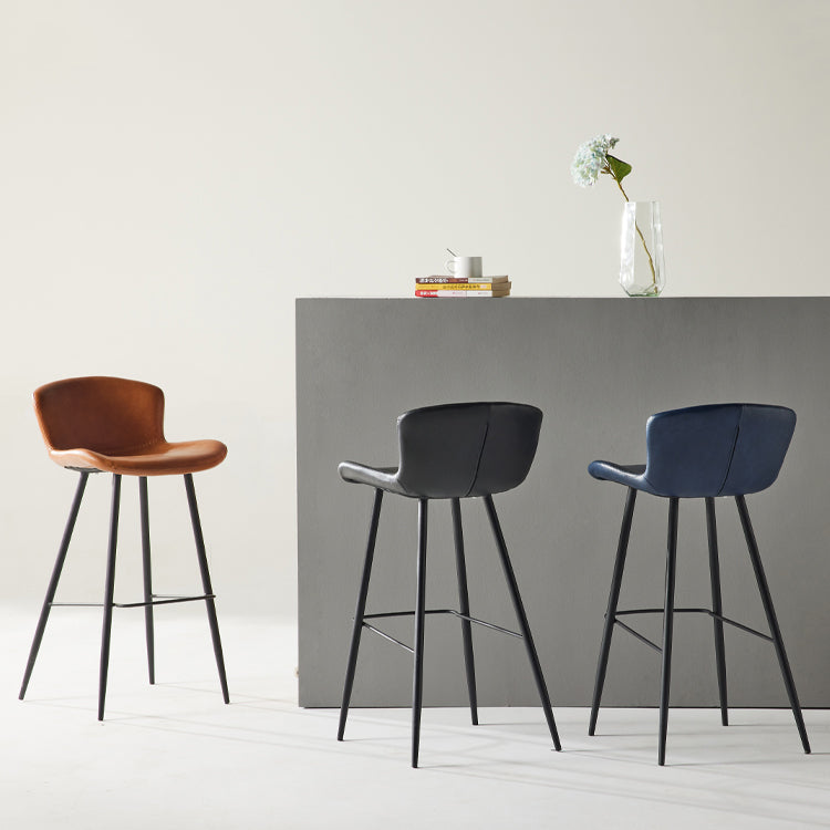 Taburete de bar de estilo moderno, taburetes de bar con base metálica y asiento de piel sintética para cocina