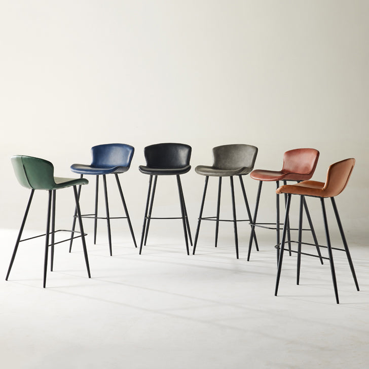 Taburete de bar de estilo moderno, taburetes de bar con base metálica y asiento de piel sintética para cocina